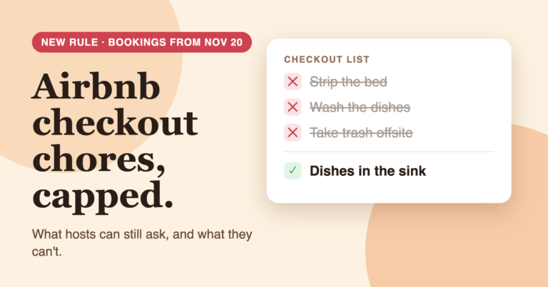 Airbnb checkout chores: new rule for bookings from November 20